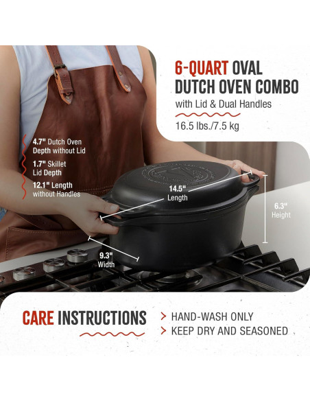 Juego de Olla Holandesa y Sartén Victoria 6QT Hierro Fundido