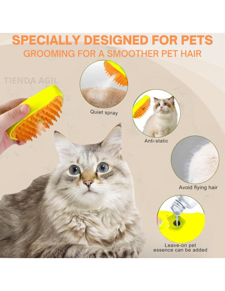 Cepillo de Vapor para Mascotas Tienda Ágil 3 en 1 Amarillo