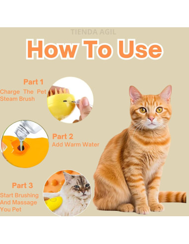 Cepillo de Vapor para Mascotas Tienda Ágil 3 en 1 Amarillo