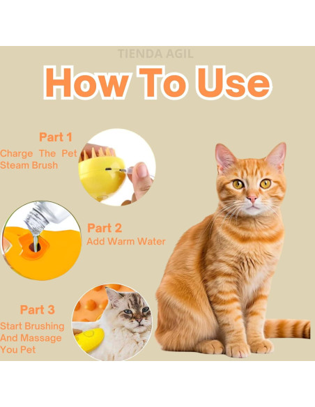 Cepillo de Vapor para Mascotas Tienda Ágil 3 en 1 Amarillo