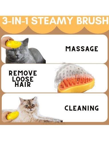 Cepillo de Vapor para Mascotas Tienda Ágil 3 en 1 Amarillo