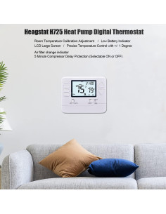 Termostato Programable Heagstat H725 2 Calor 1 Frío 4.5" 2