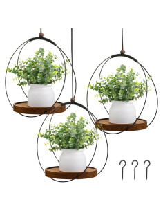 Paquete de 3 Soportes Colgantes para Plantas Threehoney Negro