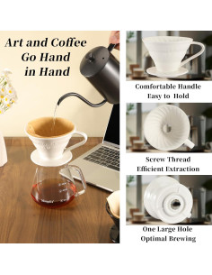 Vertedor de Café Cerámico Mongdio MD-TCLB Blanco 439g 2