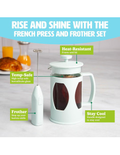 Conjunto de Prensa Francesa y Espumador Tasty Aqua 2 Piezas 2