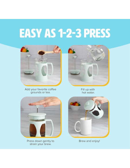 Conjunto de Prensa Francesa y Espumador Tasty Aqua 2 Piezas