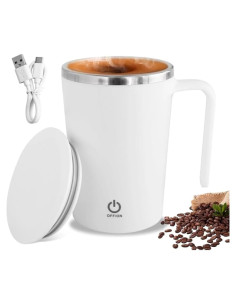 Taza de Café Auto Mezcladora Refuel Inc. Blanca 473ml