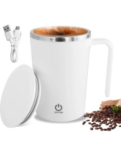 Taza de Café Auto Mezcladora Refuel Inc. Blanca 473ml 2