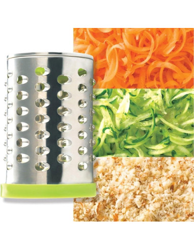 Rallador Cortador Norpro 3 Tambores Acero Inoxidable 29.7cm