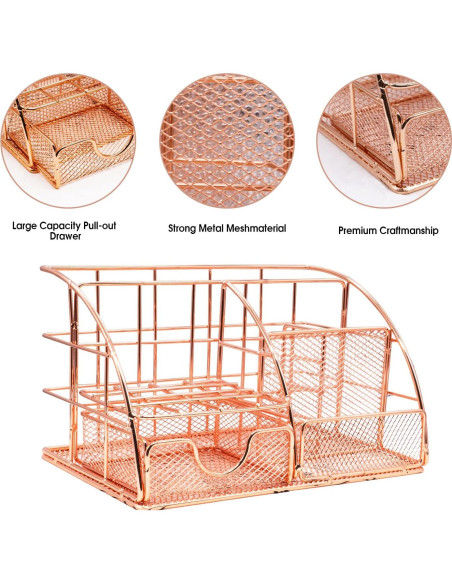 Set de Suministros de Oficina KAAKOW en Oro Rosa - 10 Piezas Set de Suministros de Oficina KAAKOW en Oro Rosa - 10 Piezas