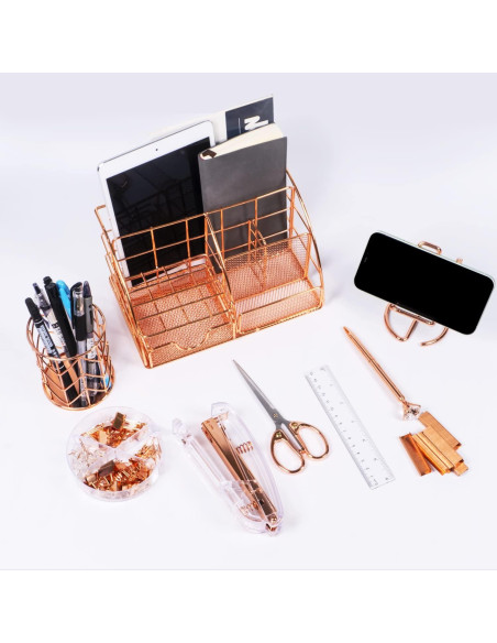 Set de Suministros de Oficina KAAKOW en Oro Rosa - 10 Piezas Set de Suministros de Oficina KAAKOW en Oro Rosa - 10 Piezas