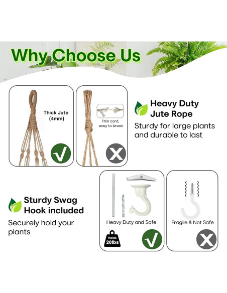 Colgador de Macramé Extra Grande Eco Joy 109 cm para Maceta 30 cm