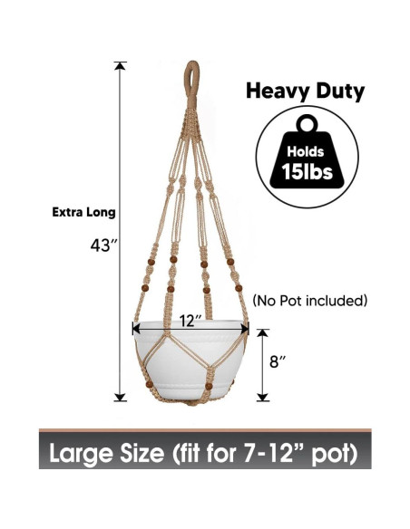 Colgador de Macramé Extra Grande Eco Joy 109 cm para Maceta 30 cm