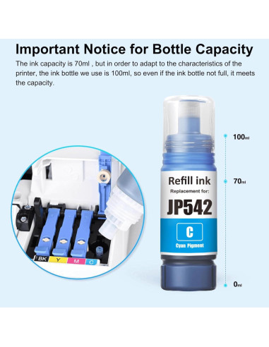 Botellas de Tinta Amarilla Pigmento JoyPrinting 542 (2x70ml)