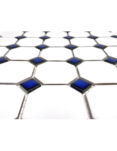 Mosaico Porcelana Tenedos Octagonal Mate Blanco 0.46 m