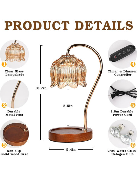 Lámpara Calentadora de Velas Funistree con Temporizador 27.2cm Lámpara Calentadora de Velas Funistree con Temporizador 27.2cm