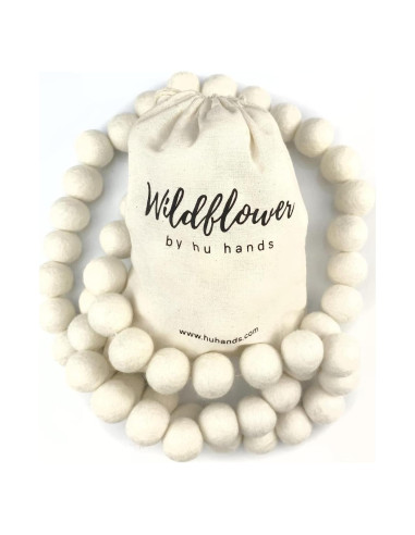 Guirnalda de Pompones de Fieltro Blanco 50 Piezas - Wildflower