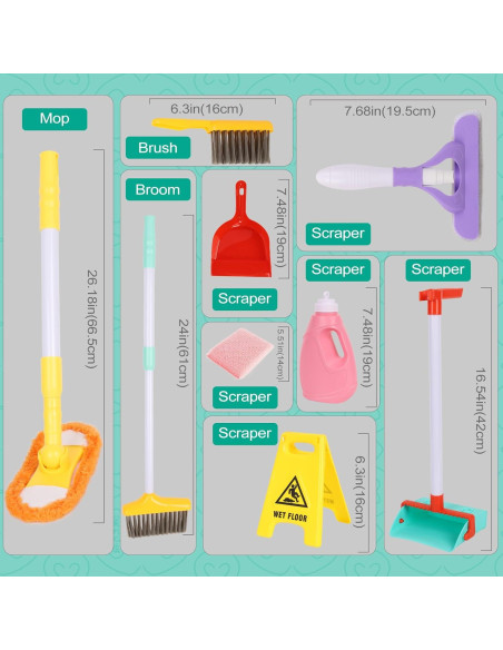 Juego de Limpieza para Niños Greyghost 14PCS con Mop y Escoba Juego de Limpieza para Niños Greyghost 14PCS con Mop y Escoba