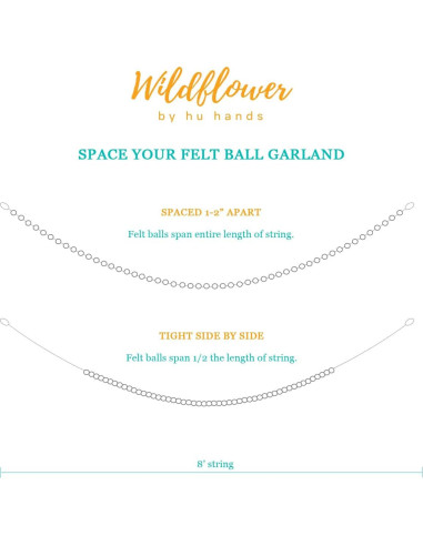Guirnalda de Pompones de Fieltro Blanco 50 Piezas - Wildflower