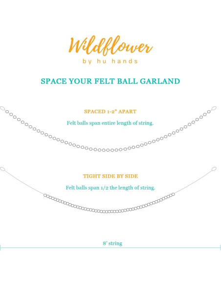 Guirnalda de Pompones de Fieltro Blanco 50 Piezas - Wildflower