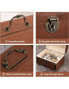 Banca de Cerdo de Madera Ragyzity con Cerradura 19x15x15 cm 2