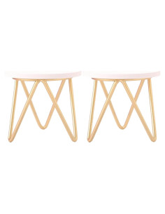 Mueble Miniatura Mesa Redonda de Madera 2pcs 8x8x7.4cm Toddmomy