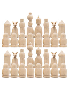 Juego de Ajedrez de Madera Sin Pintar AEVVV - 32 Piezas