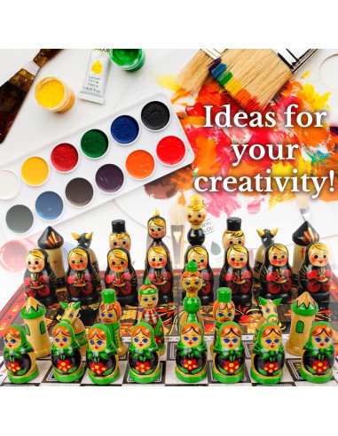 Juego de Ajedrez de Madera Sin Pintar AEVVV - 32 Piezas