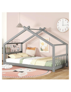 Cama Montessori Twin Bellemave de Madera Gris con Cabecera