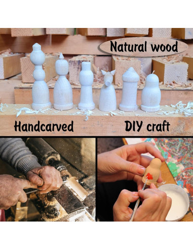 Juego de Ajedrez de Madera Sin Pintar AEVVV - 32 Piezas