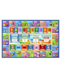 Alfombra Infantil HUAHOO 1.19x0.81m Alfabeto Animales Antideslizante