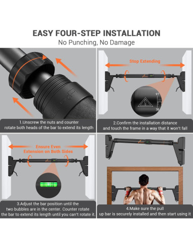 Barra de Dominadas Sportneer Ajustable para Puerta 250 kg
