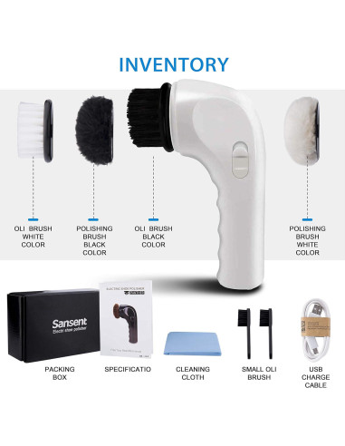 Kit Pulidor de Zapatos Eléctrico Sansent Panther - Portátil USB