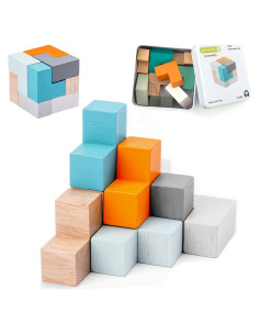 Rompecabezas de Cubo de Madera COHHFWPD Mini en Estuche de Lata