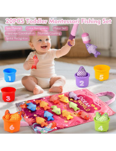 Juego de Pesca Montessori Alsatic Toys - 20 Piezas para Niños 1-3 Años 2