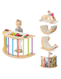 Arco Trepador de Madera HONEY JOY con Cojín y Mesa Sensorial