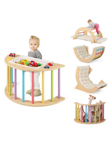 Arco Trepador de Madera HONEY JOY con Cojín y Mesa Sensorial