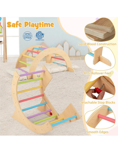 Arco Trepador de Madera HONEY JOY con Cojín y Mesa Sensorial