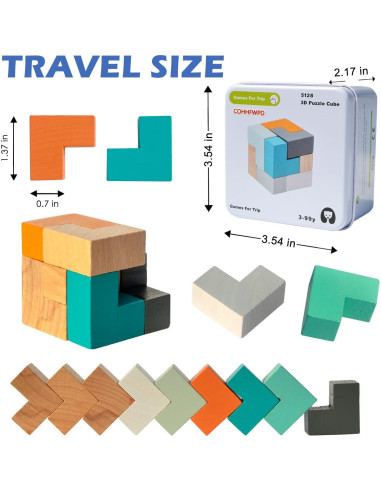 Rompecabezas de Cubo de Madera COHHFWPD Mini en Estuche de Lata