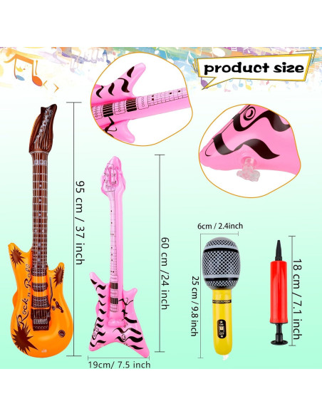 Paquete de 50 Juguetes Inflables Rock Star - Guitarras y Micrófonos