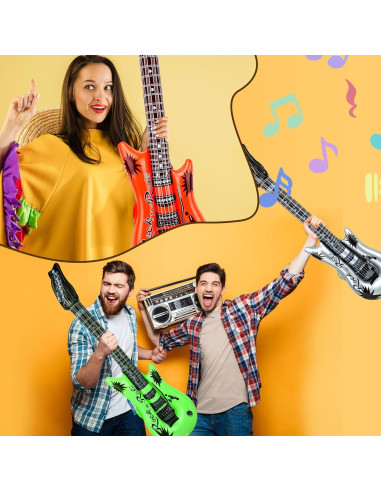 Paquete de 50 Juguetes Inflables Rock Star - Guitarras y Micrófonos