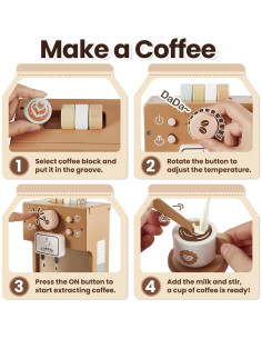 Juguete de Cafetera de Madera BUYGER para Niños 3+ Años 2