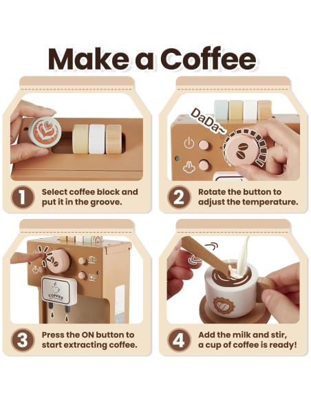 Juguete de Cafetera de Madera BUYGER para Niños 3+ Años