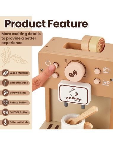 Juguete de Cafetera de Madera BUYGER para Niños 3+ Años