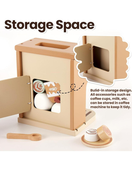 Juguete de Cafetera de Madera BUYGER para Niños 3+ Años