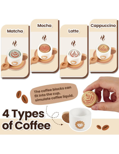 Juguete de Cafetera de Madera BUYGER para Niños 3+ Años