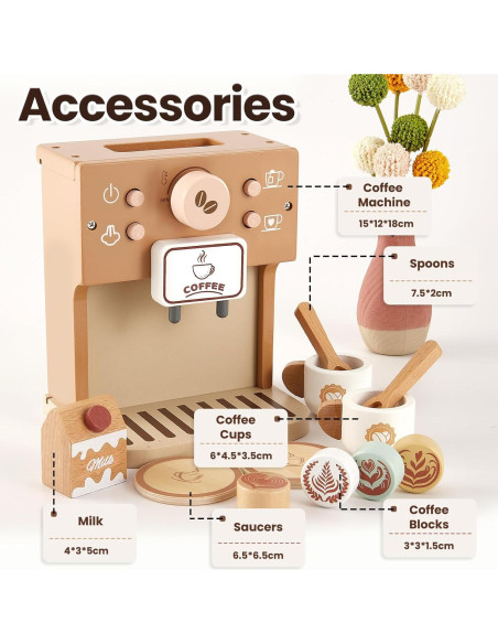 Juguete de Cafetera de Madera BUYGER para Niños 3+ Años
