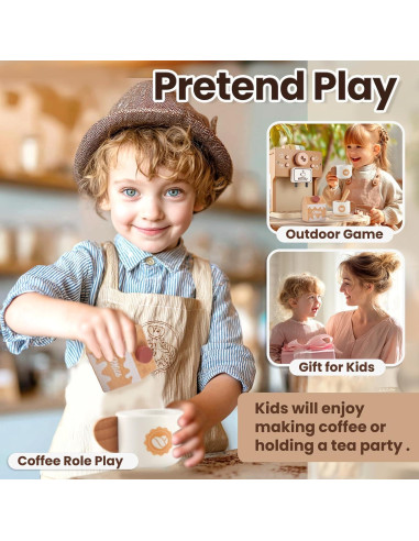 Juguete de Cafetera de Madera BUYGER para Niños 3+ Años