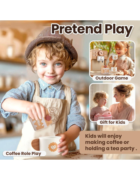 Juguete de Cafetera de Madera BUYGER para Niños 3+ Años