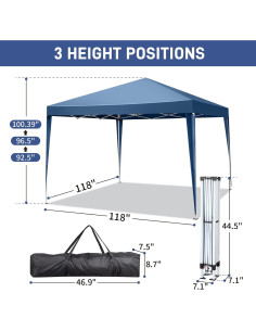 Carpa Plegable Impermeable 3x3m Azul - Ideal para Camping y Eventos 2